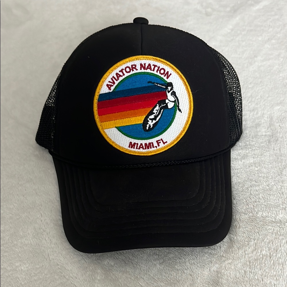 Aviator Nation Black Trucker Hat